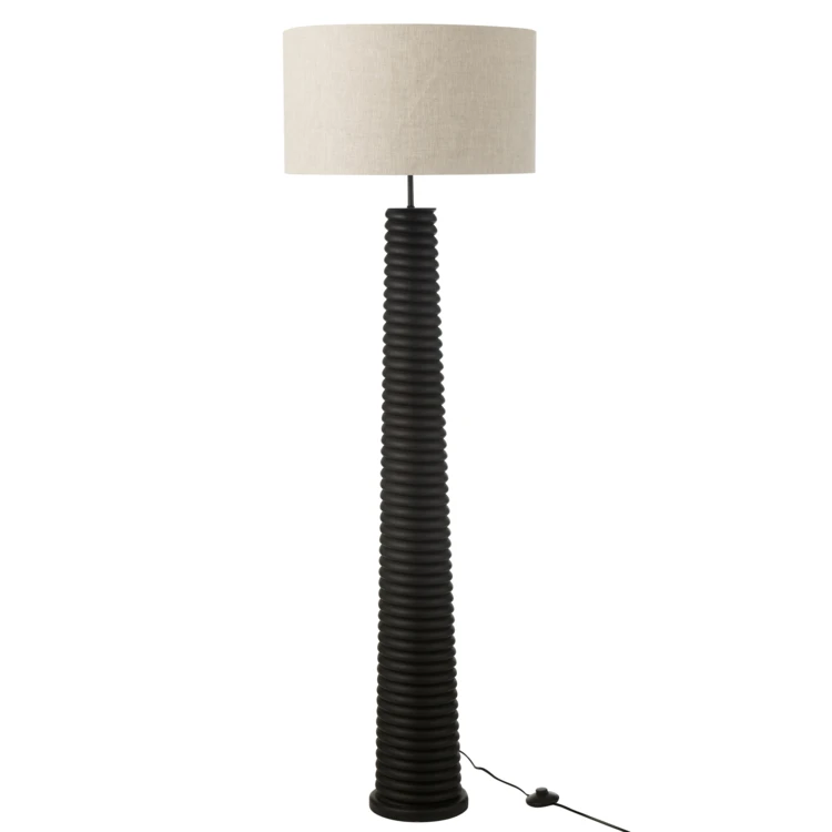 Lampadaire en bois avec abat-jour tissu