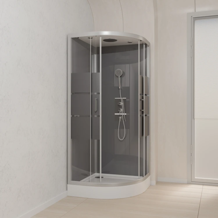 Cabine de douche ronde à bandes laquées