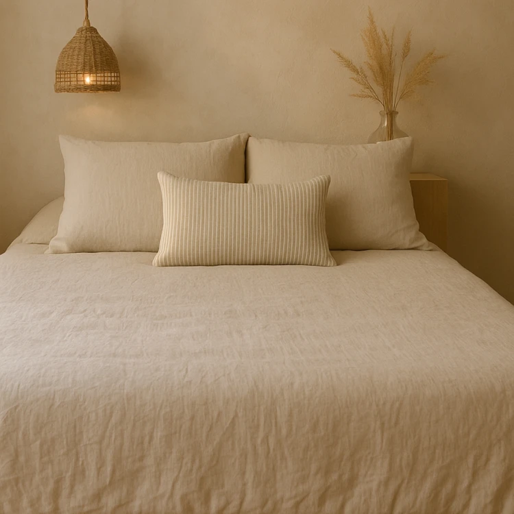 Coussin rayé 100% coton