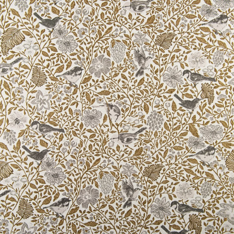Rideau tamisant jacquard polycoton à motifs floraux et oiseaux