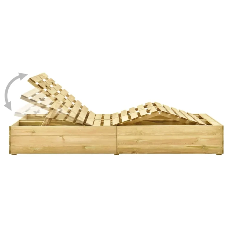 Chaise longue double extérieur en pin