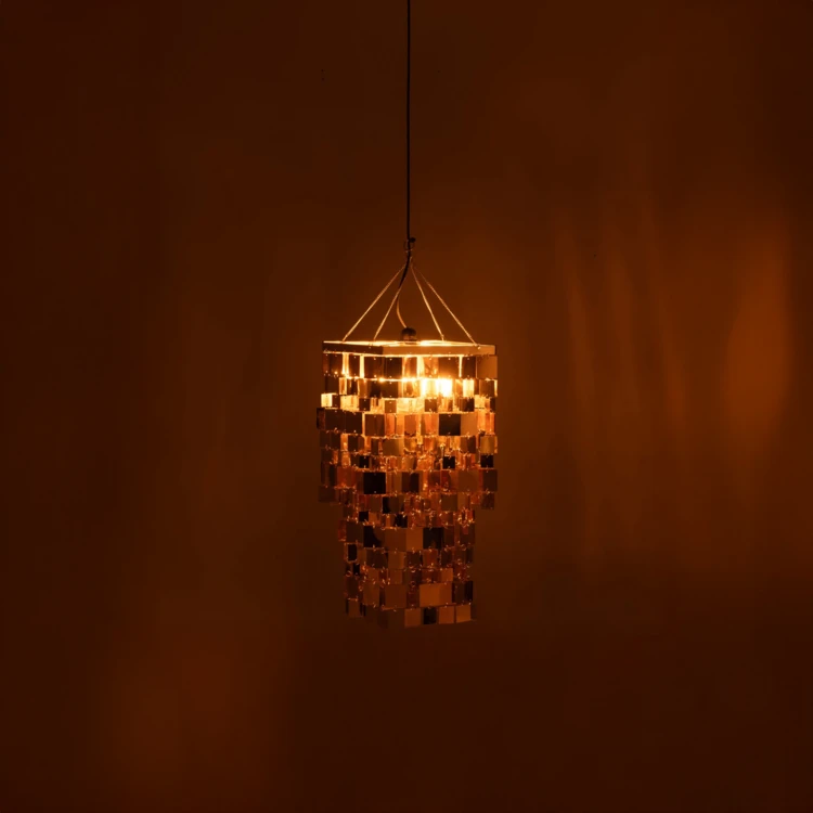 ABAT-JOUR CHANDELIER CARRÉ PVC DORÉ LARGE