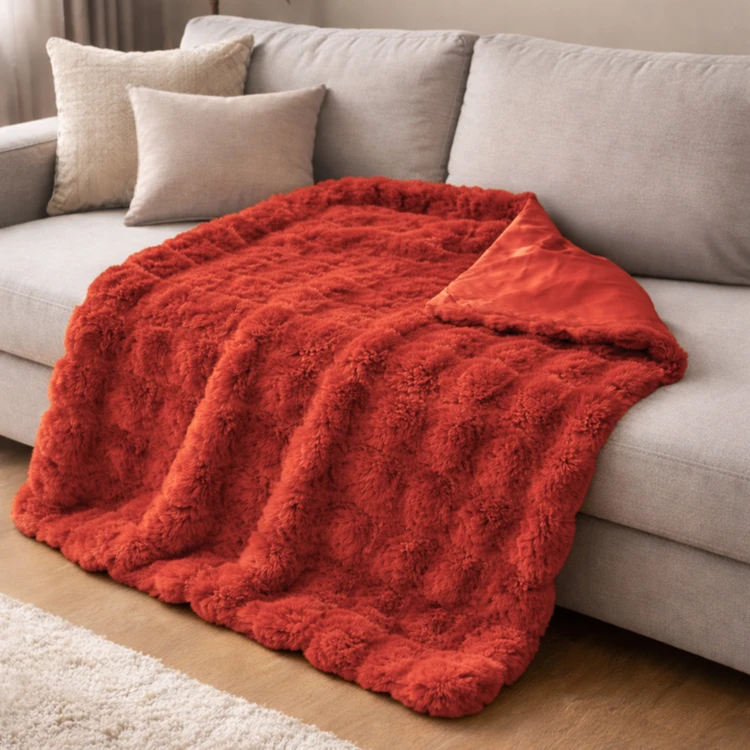 Plaid ultra doux 700 g/m² effet relief bubble