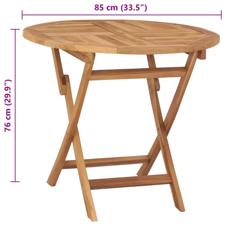 Table extérieur ronde pliante en bois