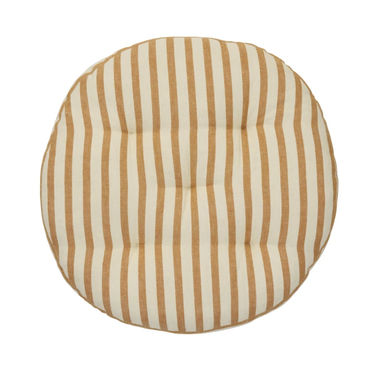 Galette de chaise ronde en coton à rayures