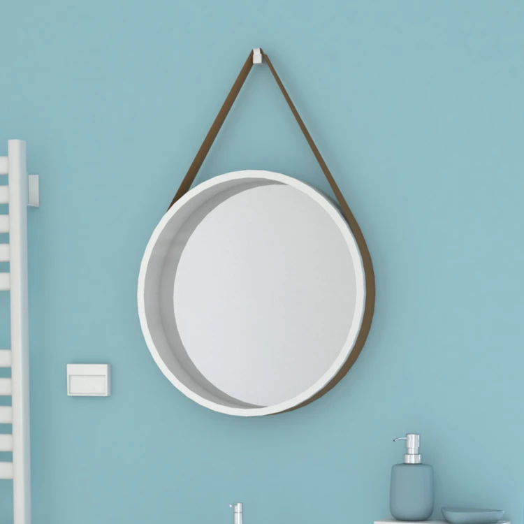 Pack scandinave avec meuble vasque ronde et miroir barbier