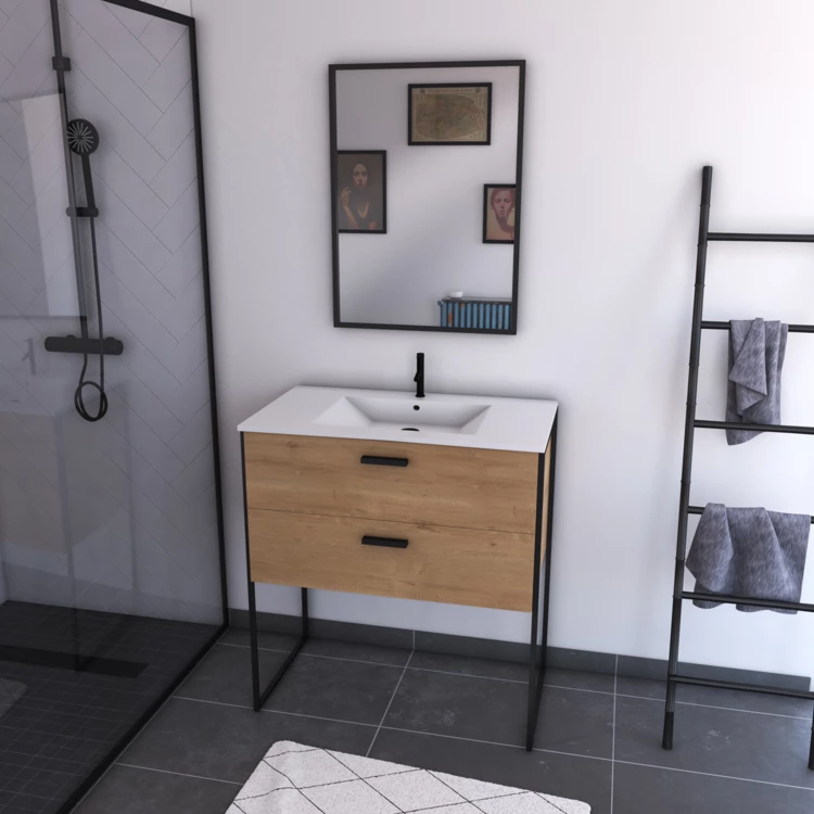 Pack salle de bain avec miroir et vasque en céramique