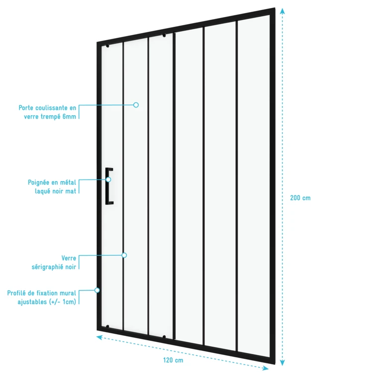 Paroi porte de douche coulissante sérigraphiée