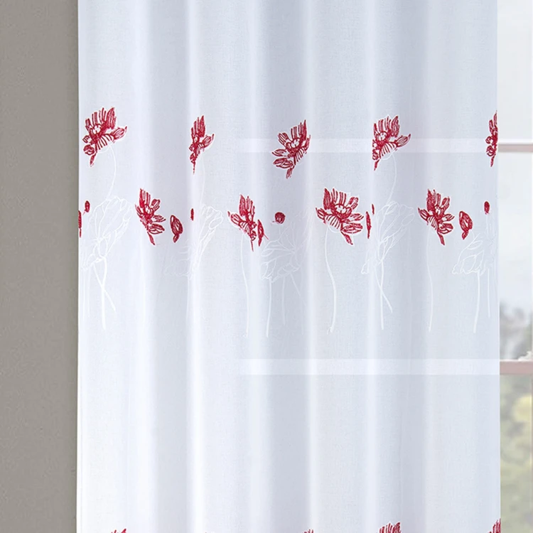 Par de cortinas florales plomadas