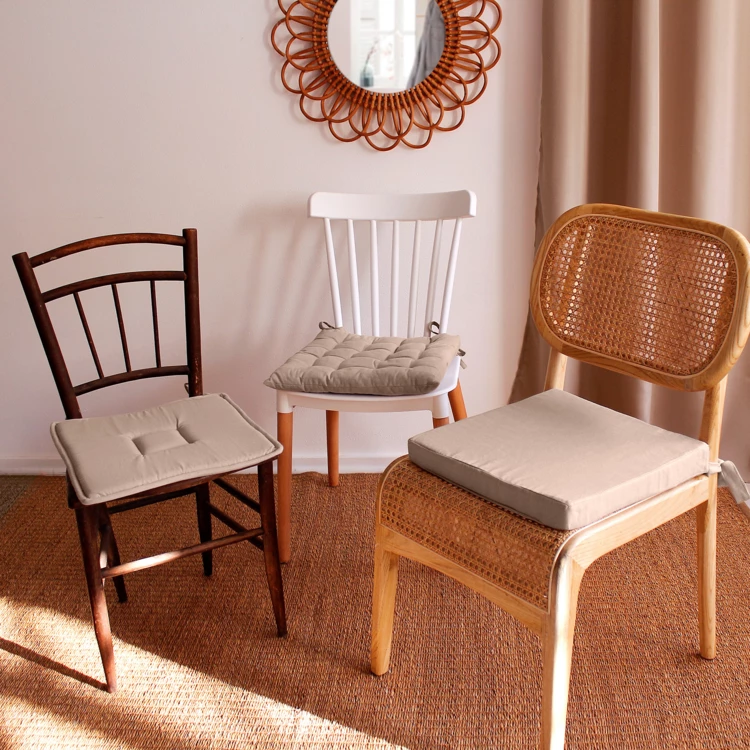 Almohadilla de silla acolchada con piquado de 16 puntos en algodón y lazos