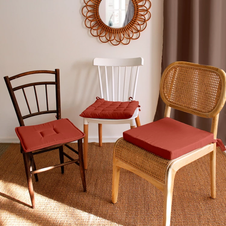 Almohadilla de silla acolchada con piquado de 16 puntos en algodón y lazos
