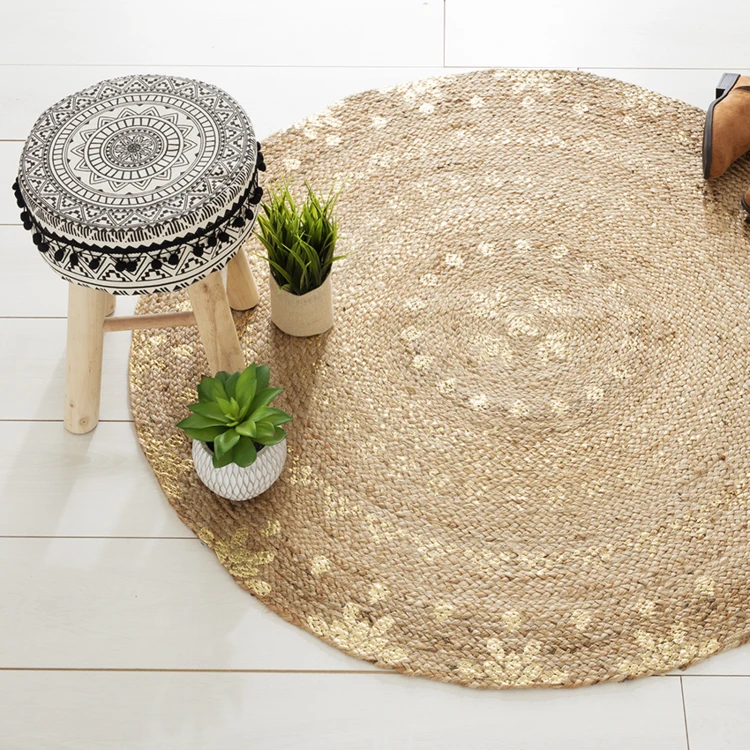 Tapis rond en jute Gold Shine