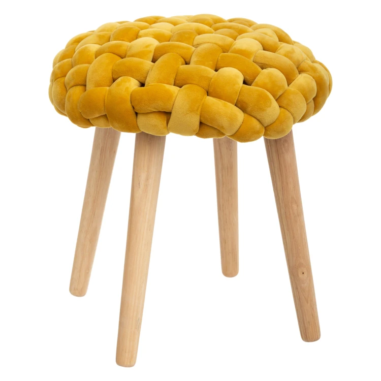 Tabouret déco en tricot de velours