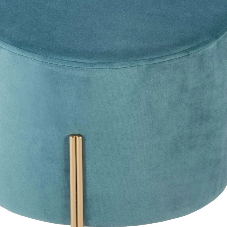 Pouf rond en métal et velours