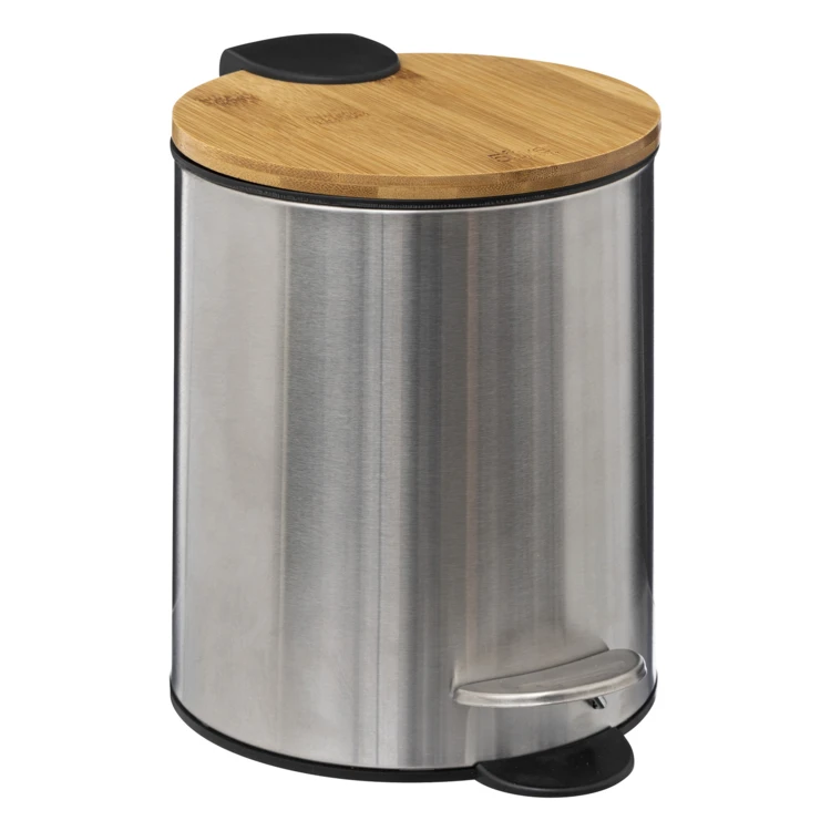 Poubelle 3L en métal et bambou