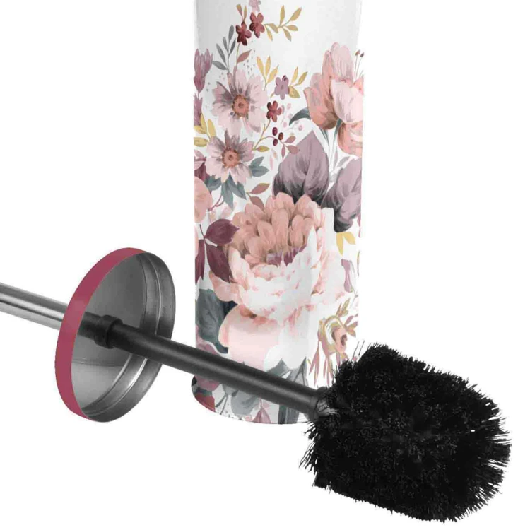 Brosse et pot wc aux impressions fleuries