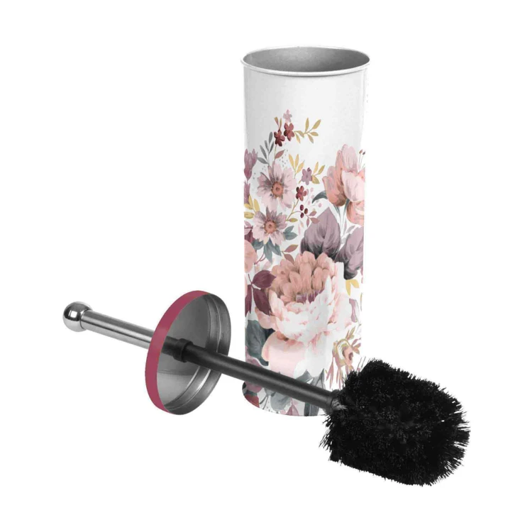 Brosse et pot wc aux impressions fleuries