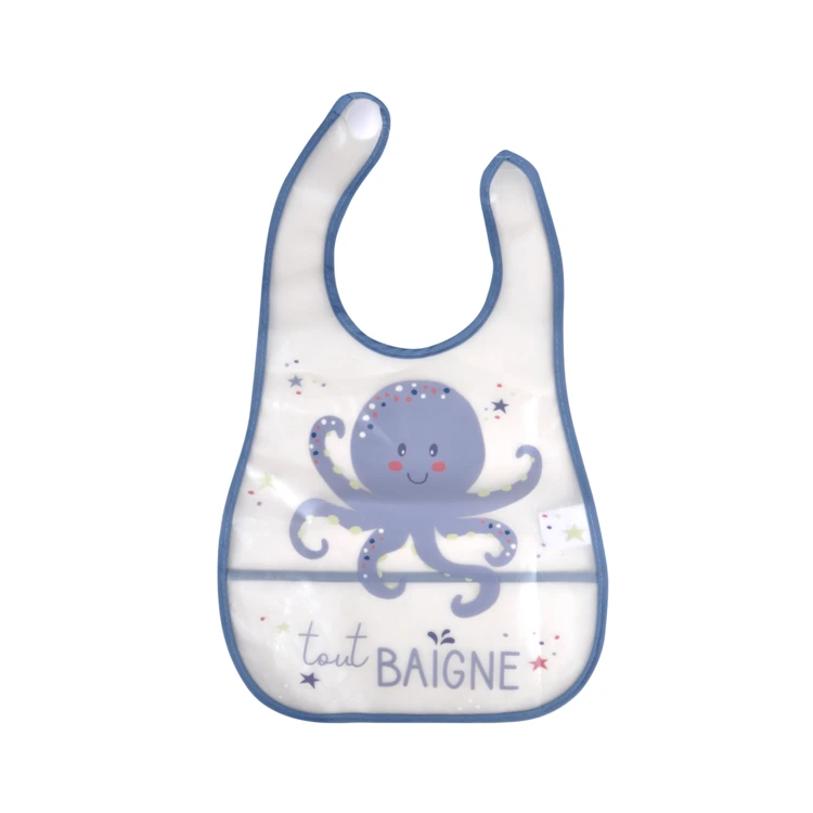 Bavoir poulpe à scratch avec poche de récupération