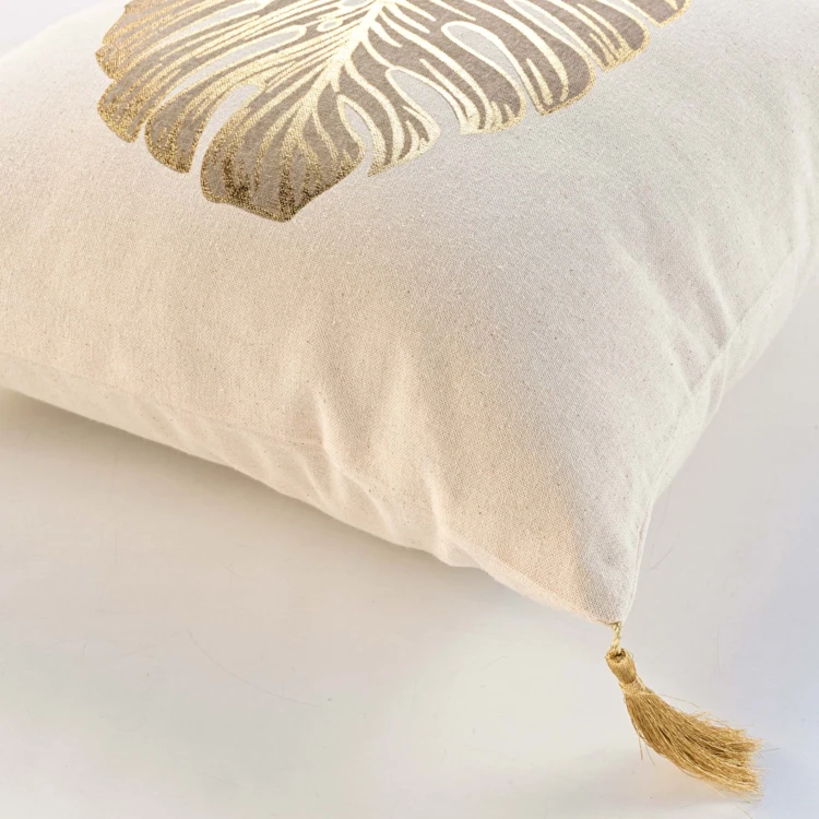 Coussin en coton au style nature dorée