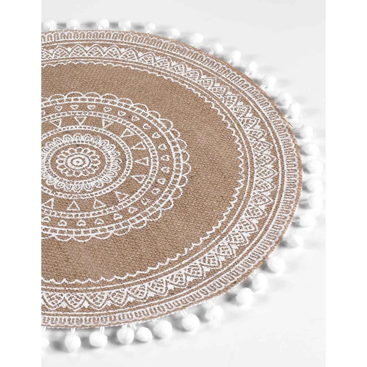 Set de table rond en jute avec pompons