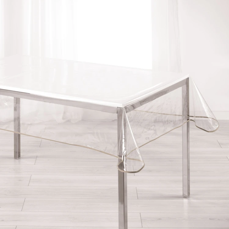 Nappe rectangle transparente ourlet coloré