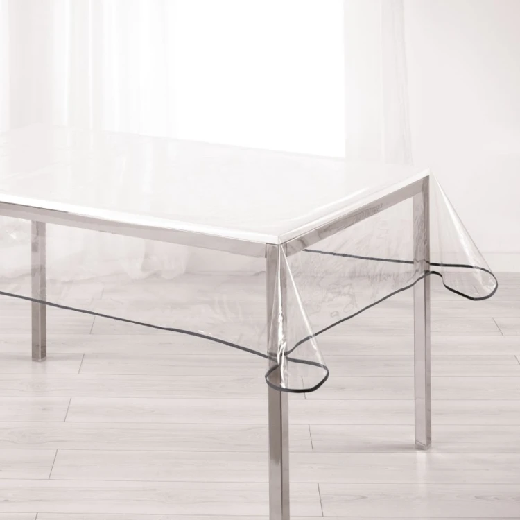 Nappe rectangle transparente ourlet coloré