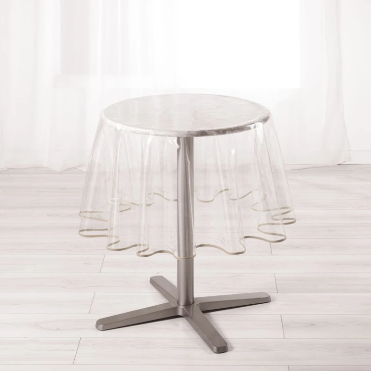 Nappe ronde  transparente ourlet coloré
