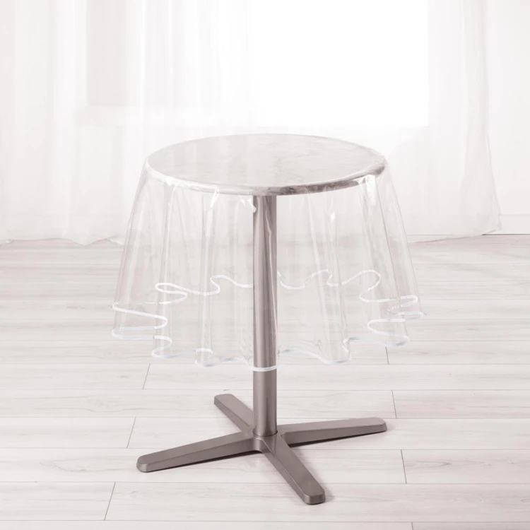 Nappe ronde  transparente ourlet coloré