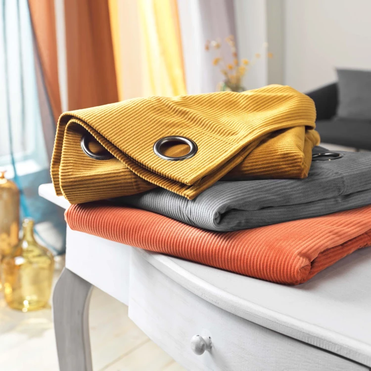 Rideau à œillets casual sauge velours côtelé uni