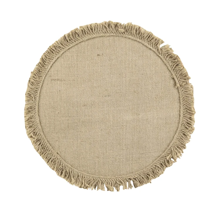 Set de table rond en jute à franges