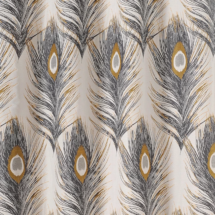 Cortina con estampado de plumas de pavo real
