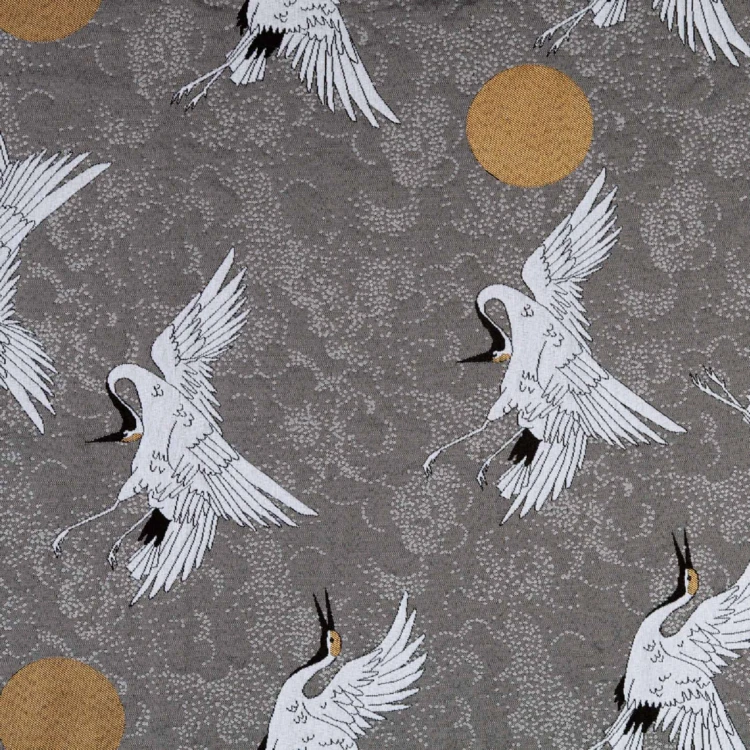 Tissu jacquard imprimé de grues japonaises