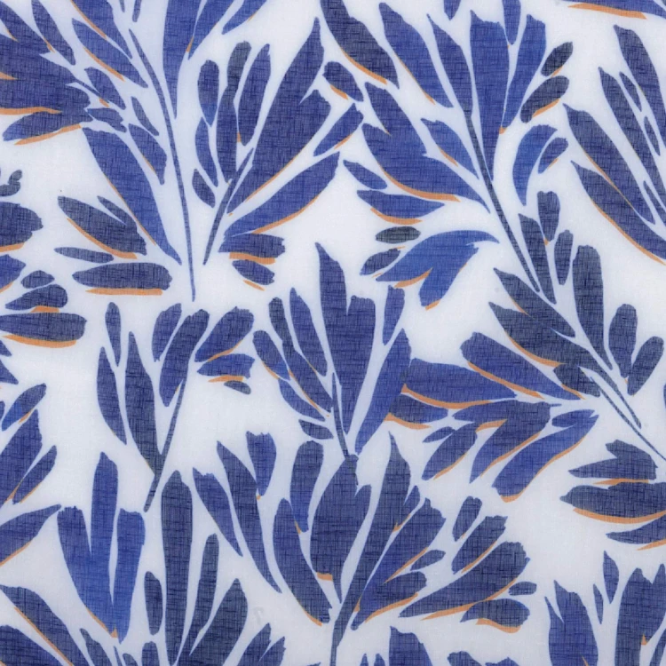 Tissu voile aux feuillages aquarellés