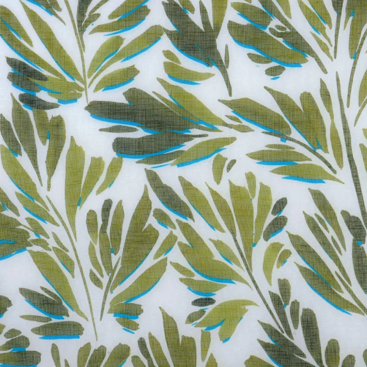 Tissu voile aux feuillages aquarellés