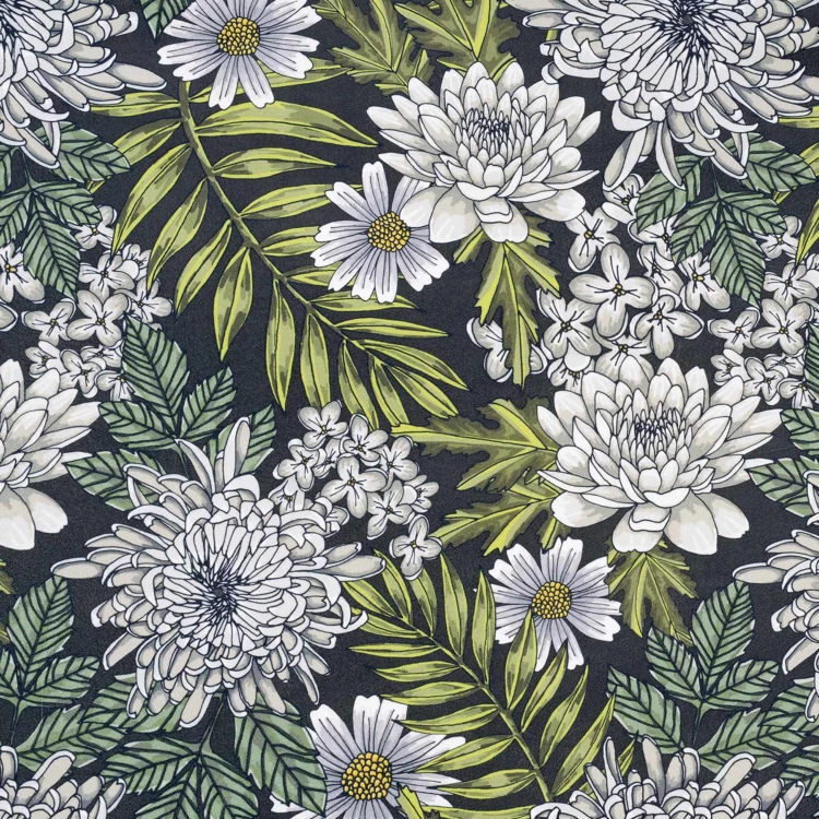 Tissu au mètre, impression au tampon, motif floral larg. 110/115 cm |  Caravan