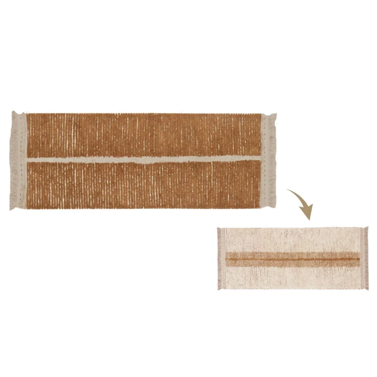 Tapis de couloir lavable et réversible caramel duo