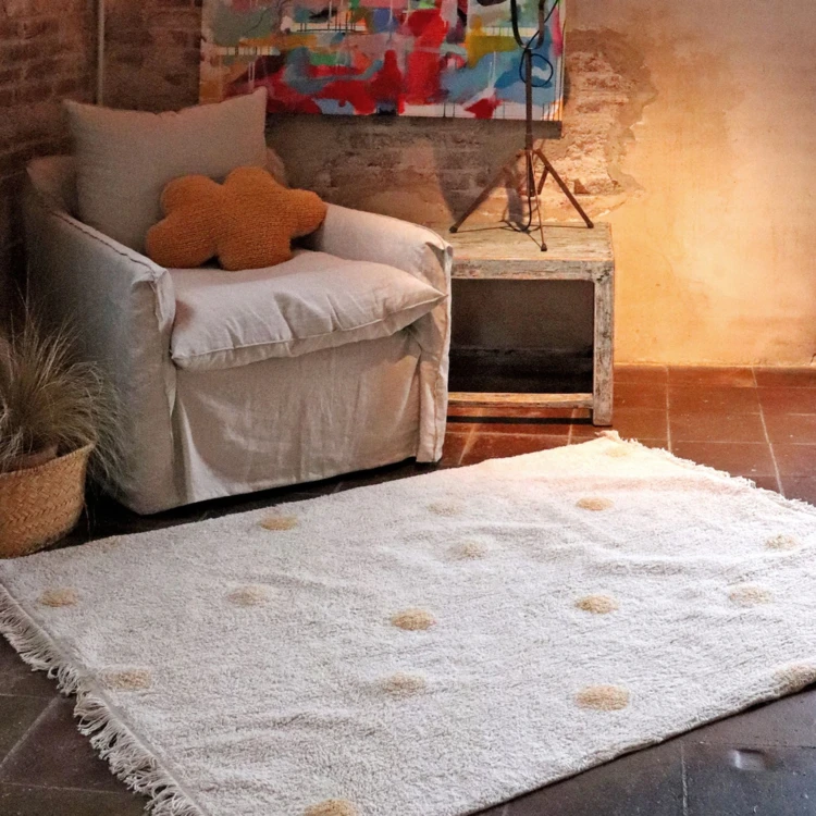 Alfombra lavable hippy dots natural