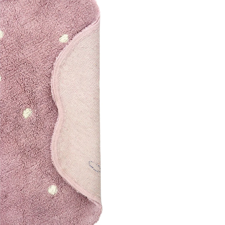 Tapis lavable rond petit biscuit rose mini