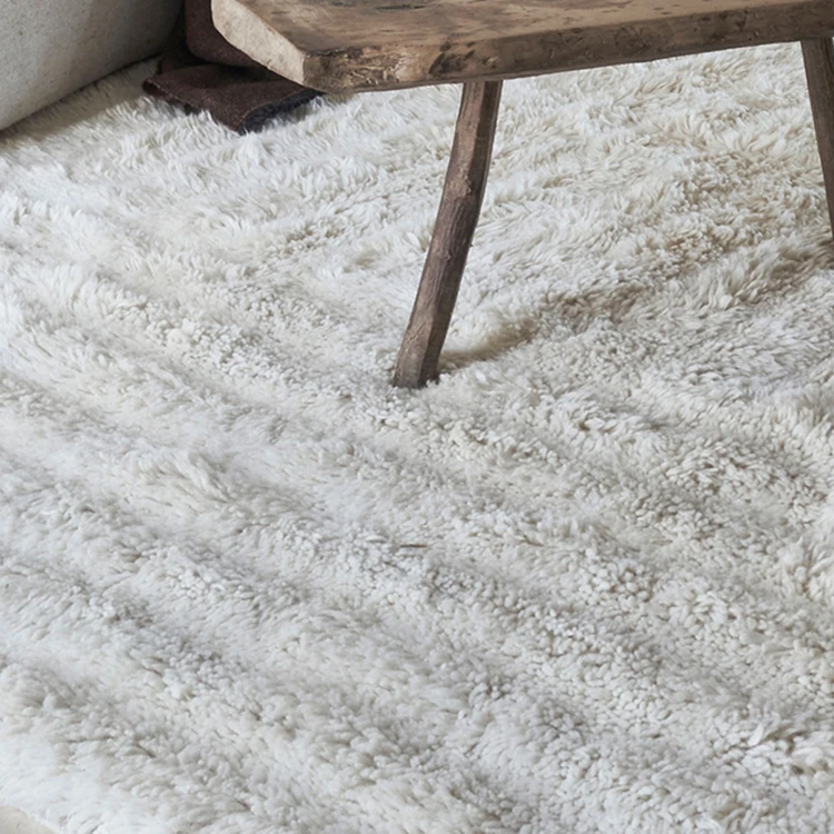 Tapis lavable en laine dunes - mouton blanc