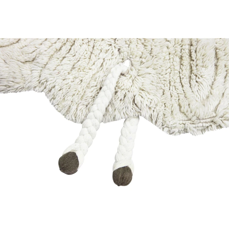 Tapis lavable en laine mouton au nez rose