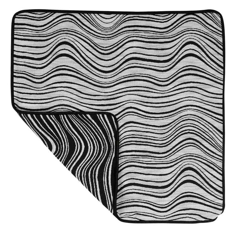 Housse de Coussin à Vagues Noir & Blanc