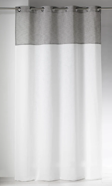 Voilage blanc effet lin bi-ton tamisant