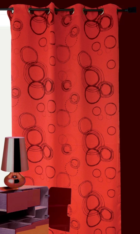 Rideau 100% Occultant Imprimé Cercles Rouge