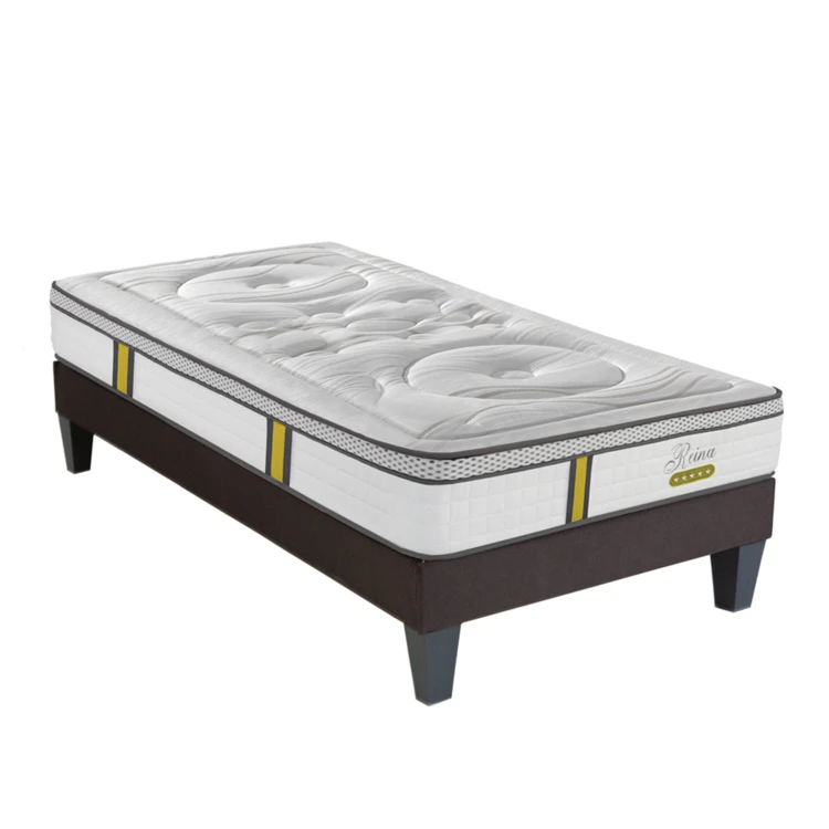 Ensemble matelas ressorts ensachés et sommier en bois