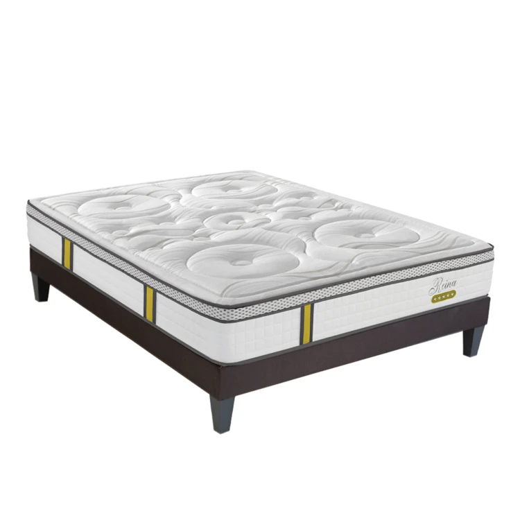 Ensemble matelas ressorts ensachés et sommier en bois