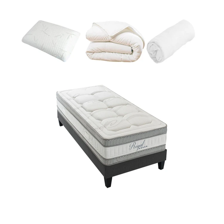 ROYAL 5* - Matelas mémoire de forme + sommier + accessoires