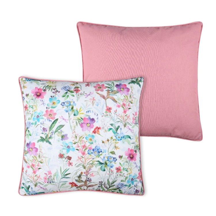 Coussin passepoilé imprimé fleurettes