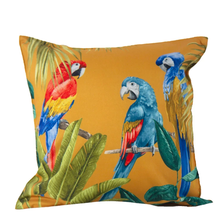 Coussin outdoor imprimé perroquets