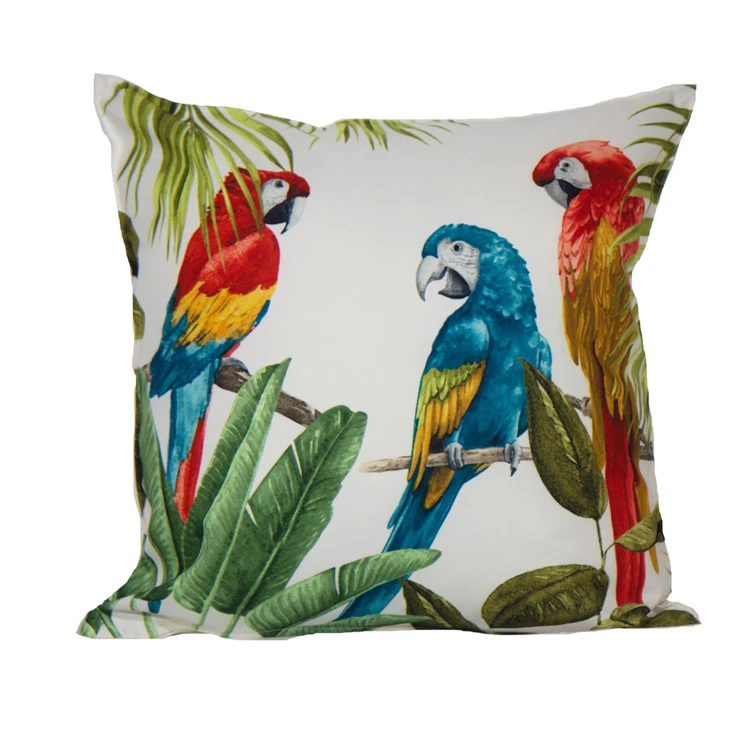 Coussin outdoor imprimé perroquets