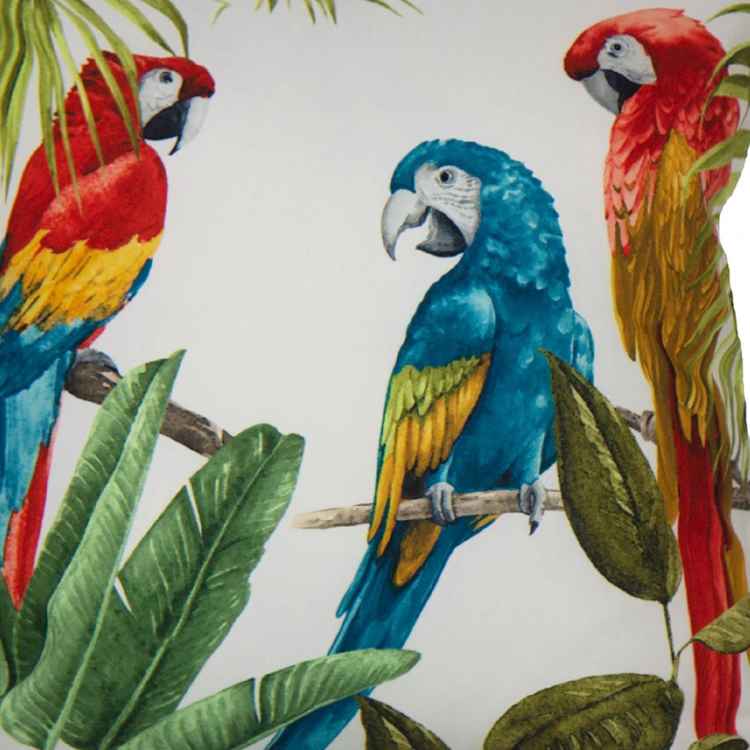 Coussin outdoor imprimé perroquets